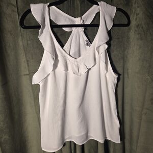 Charlotte Russe White Ruffled V-Neck Camisole